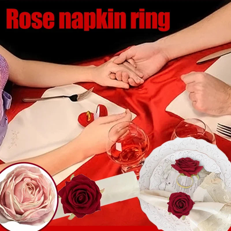 Red Rose Napkin Rings Set 96pcs Event Table Decoration