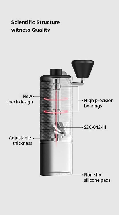 Portable Hand Coffee Grinder C5 Black with Cleaning Brush
