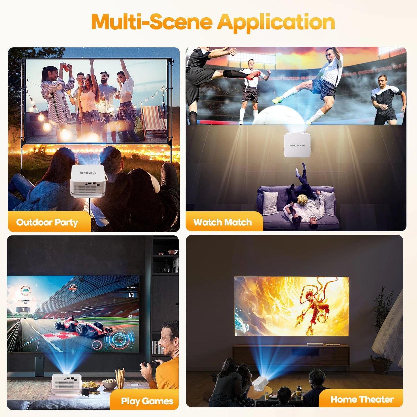 Android 14 Home Cinema Projector 400ANSI Full HD