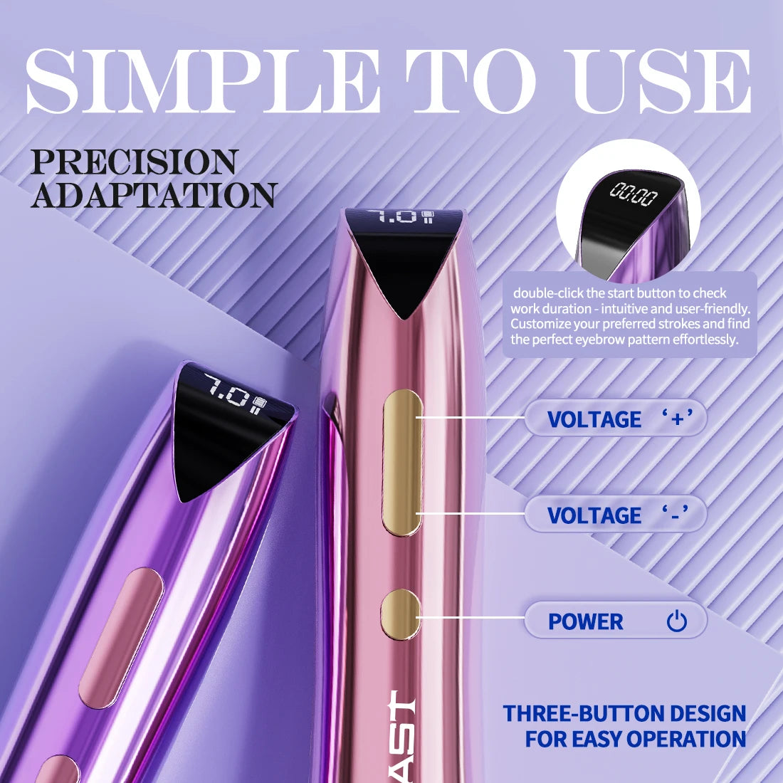 Pink Wireless Permanent Makeup Pen 1 Battery