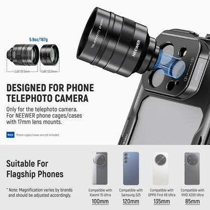 2x Phone Telephoto Converter with 200mm and 300mm Macro Lenses