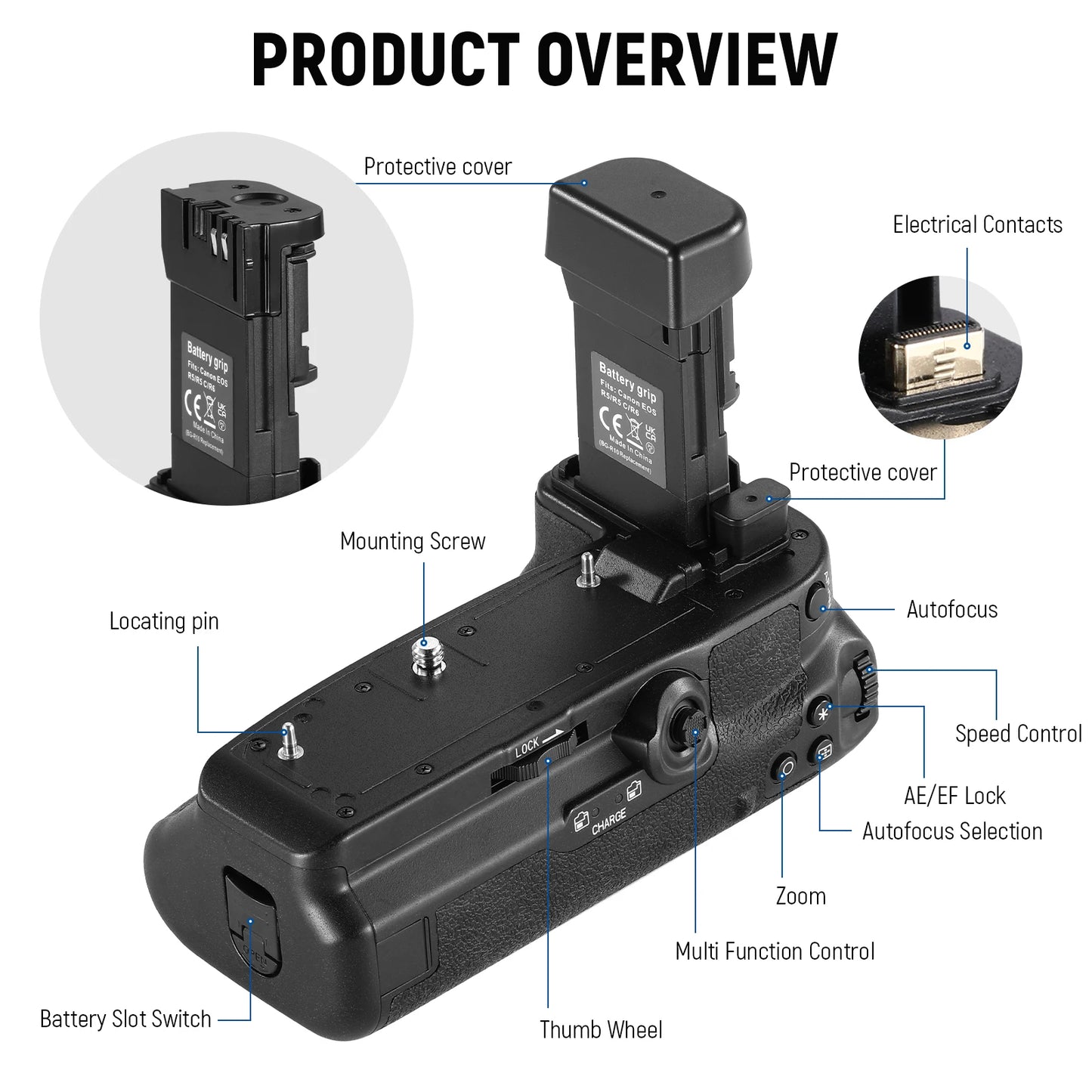 Professional Camera Grip Handle for Canon R5 R6 R6II
