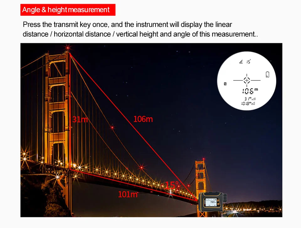 Laser Rangefinder Distance Meter with LCD Display