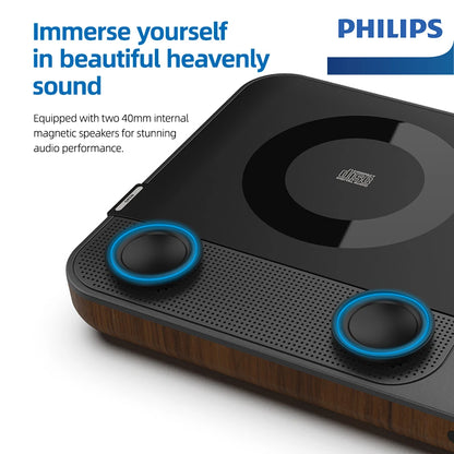 Retro Bluetooth CD Player with USB TF Card & Stereo Speakers