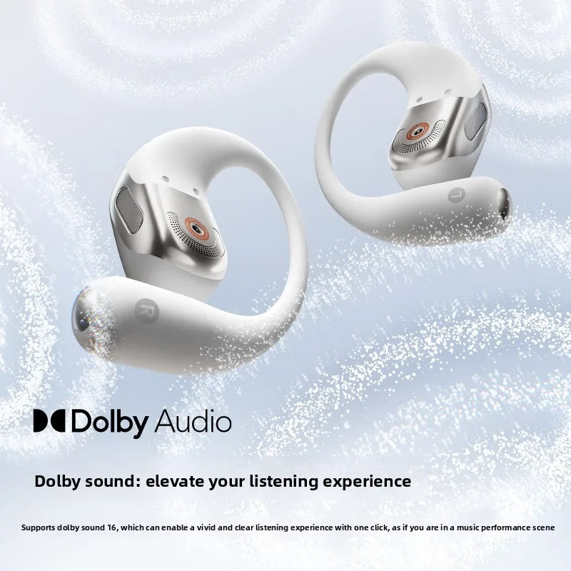 Black Smart Bluetooth Open-Ear Earbuds with AI Noise Reduction