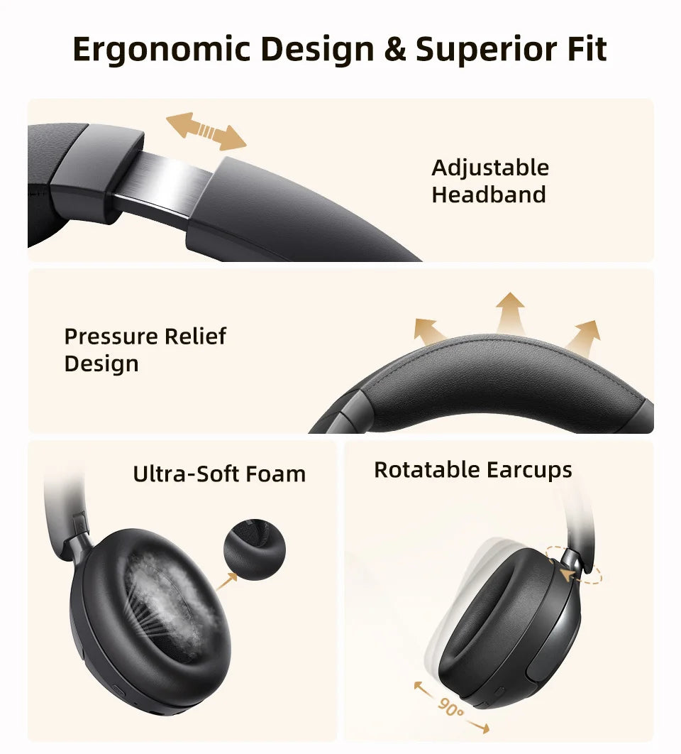 QCY H3 Pro Rechargeable Over-Ear ANC Headphones LDAC Hi-Res Purple