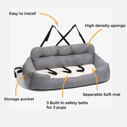 Light Grey Pet Car Seat Bed Travel Carrier
