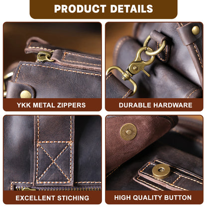 14” Genuine Leather Laptop Briefcase Vintage Messenger Bag