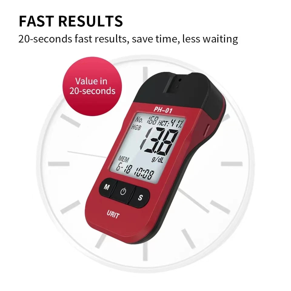 1m Hemoglobin Analyzer with 125 Test Strips for Home