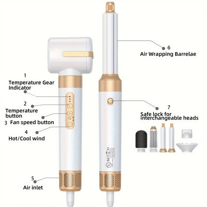 7-in-1 Hot Air Brush Curling Iron & Hair Dryer Kit