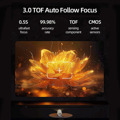 Portable 4K Android Projector with Auto Focus and Wi-Fi 6