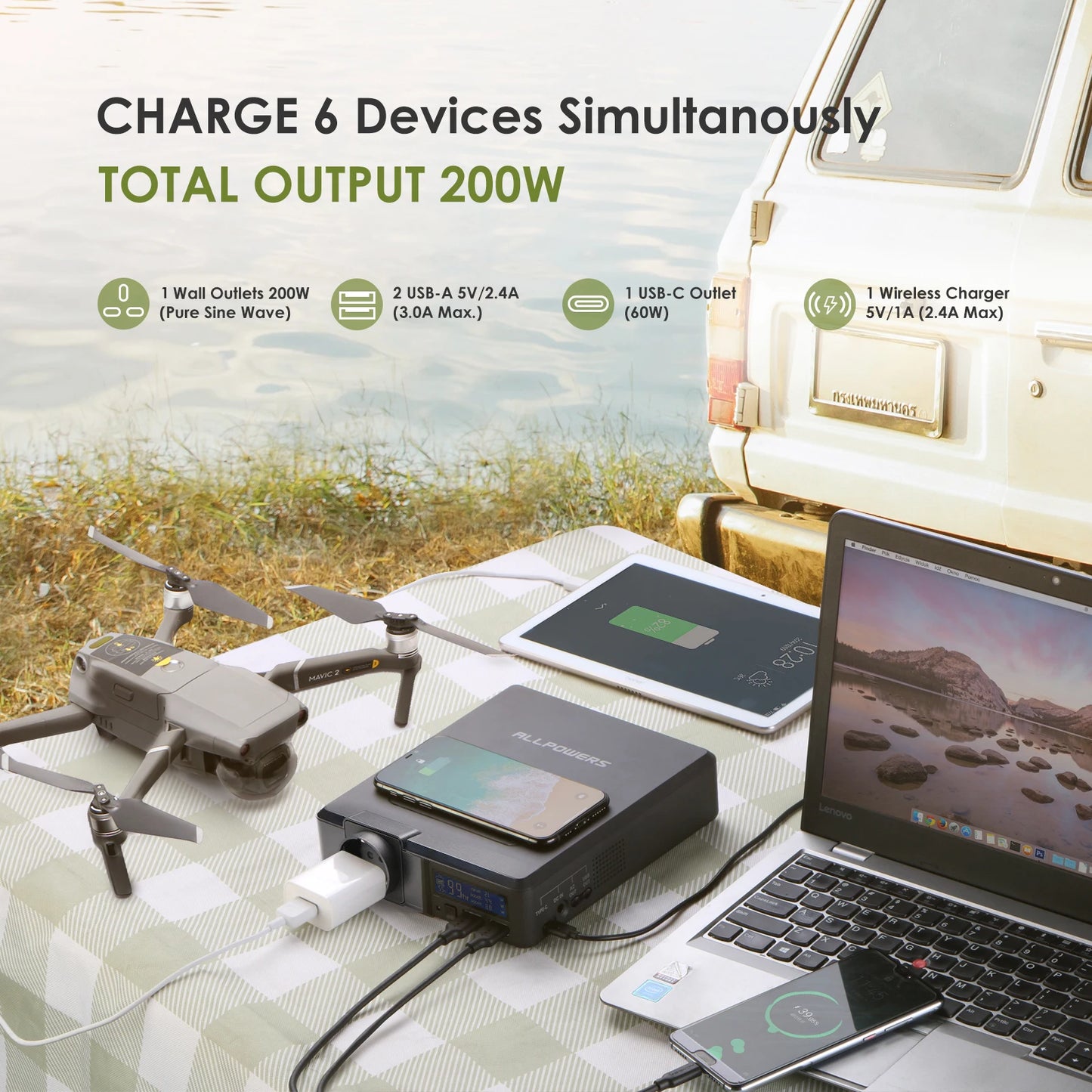 41600mAh 200W Portable Solar Powerstation with 60W Panel