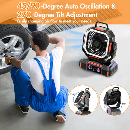 Portable Camping Fan with LED Light and 40000mAh Battery