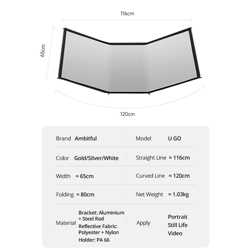 Foldable Photography Light Reflector Diffuser 65x120cm