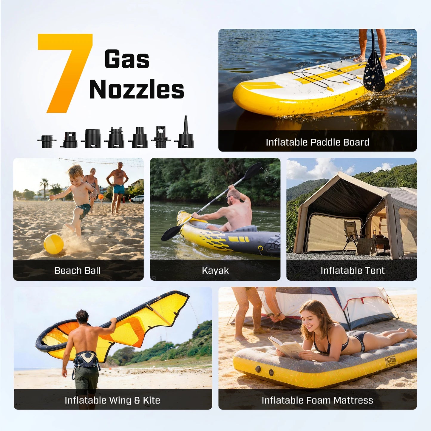 Portable Rechargeable Air Pump 20PSI for SUP Boat Mattress Tent