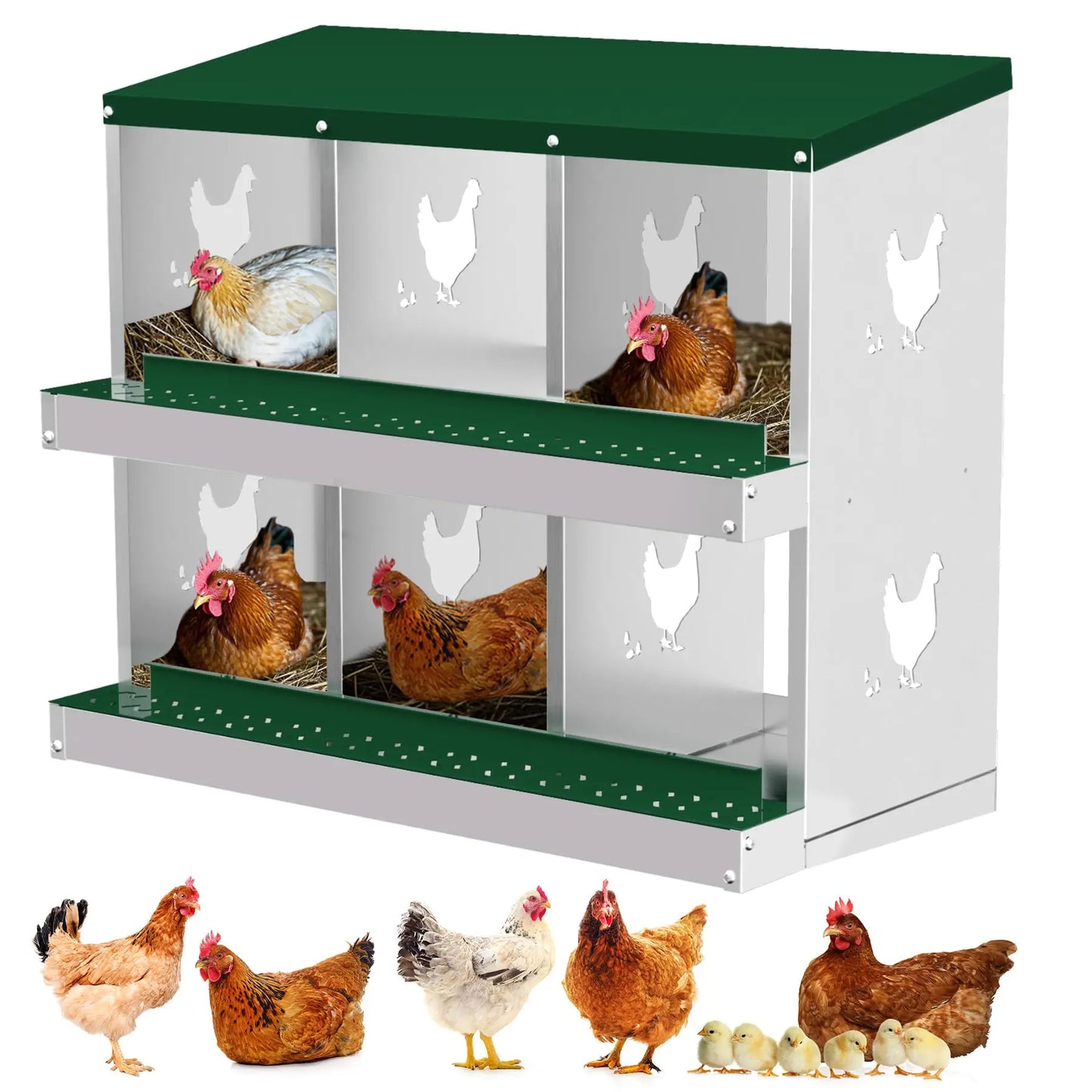 6 Compartment Chicken Nesting Boxes Free Standing Coop Nest