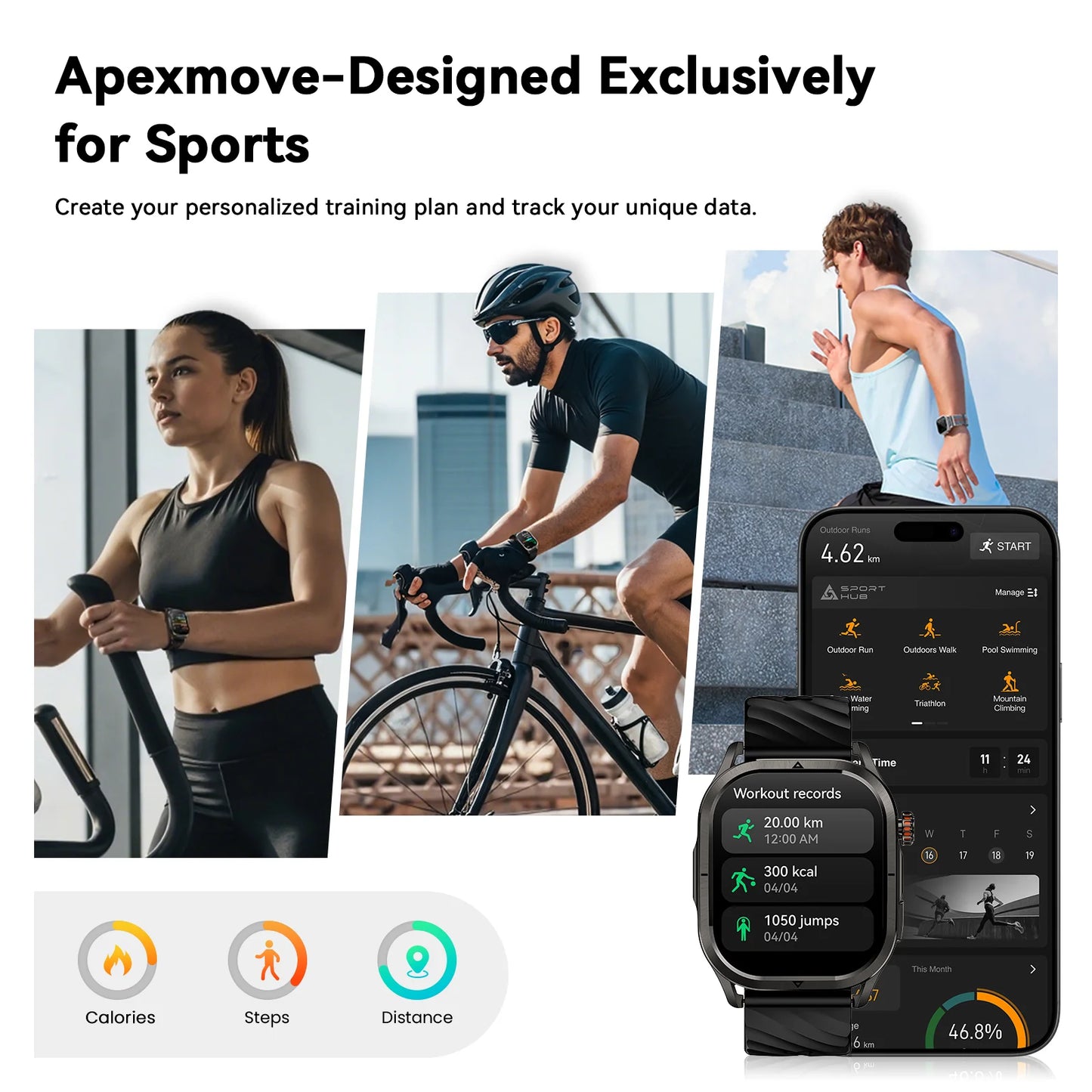 Silver GPS Smart Watch with 180 Sport Modes