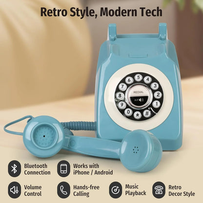 Retro Bluetooth Landline Phone with Speakerphone