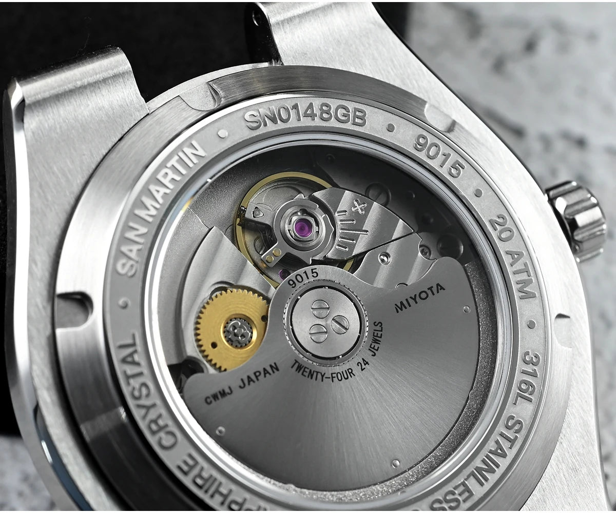 40mm Black Enamel Diver Watch Automatic Mechanical