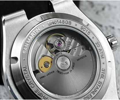 40mm Black Enamel Diver Watch Automatic Mechanical