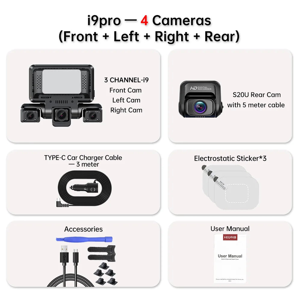 4K Four Channel Dash Cam with WiFi GPS Touchscreen