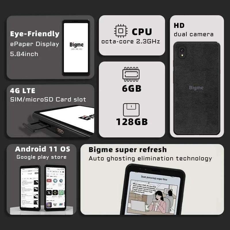 5.84 Inch Color E-Ink Phone Smart E-Reader Android 11 Google Play