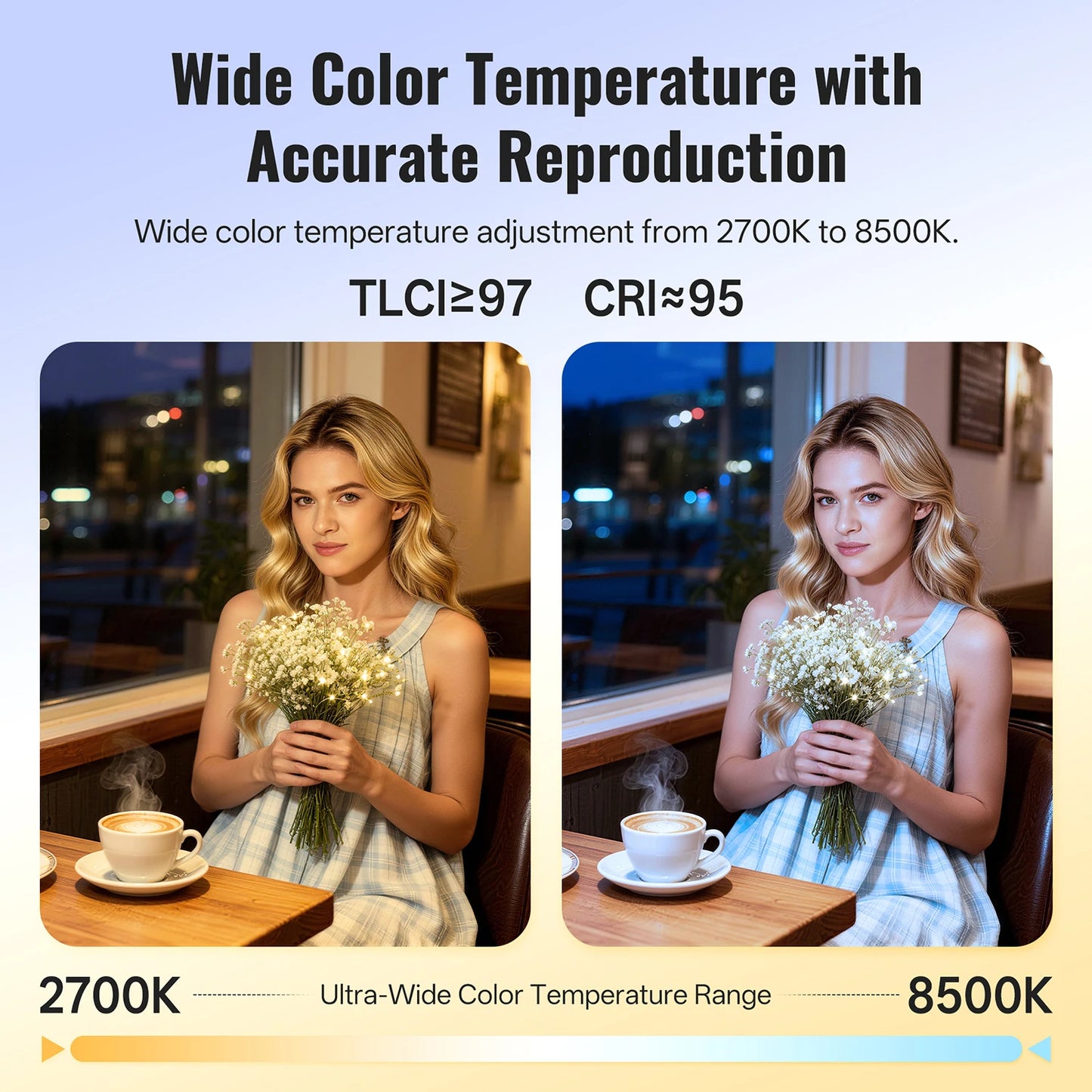 Portable 40W LED Video Light 2700K-8500K Rechargeable