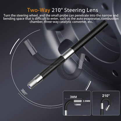 Portable 3.9mm Borescope with 210 Steering & LEDs