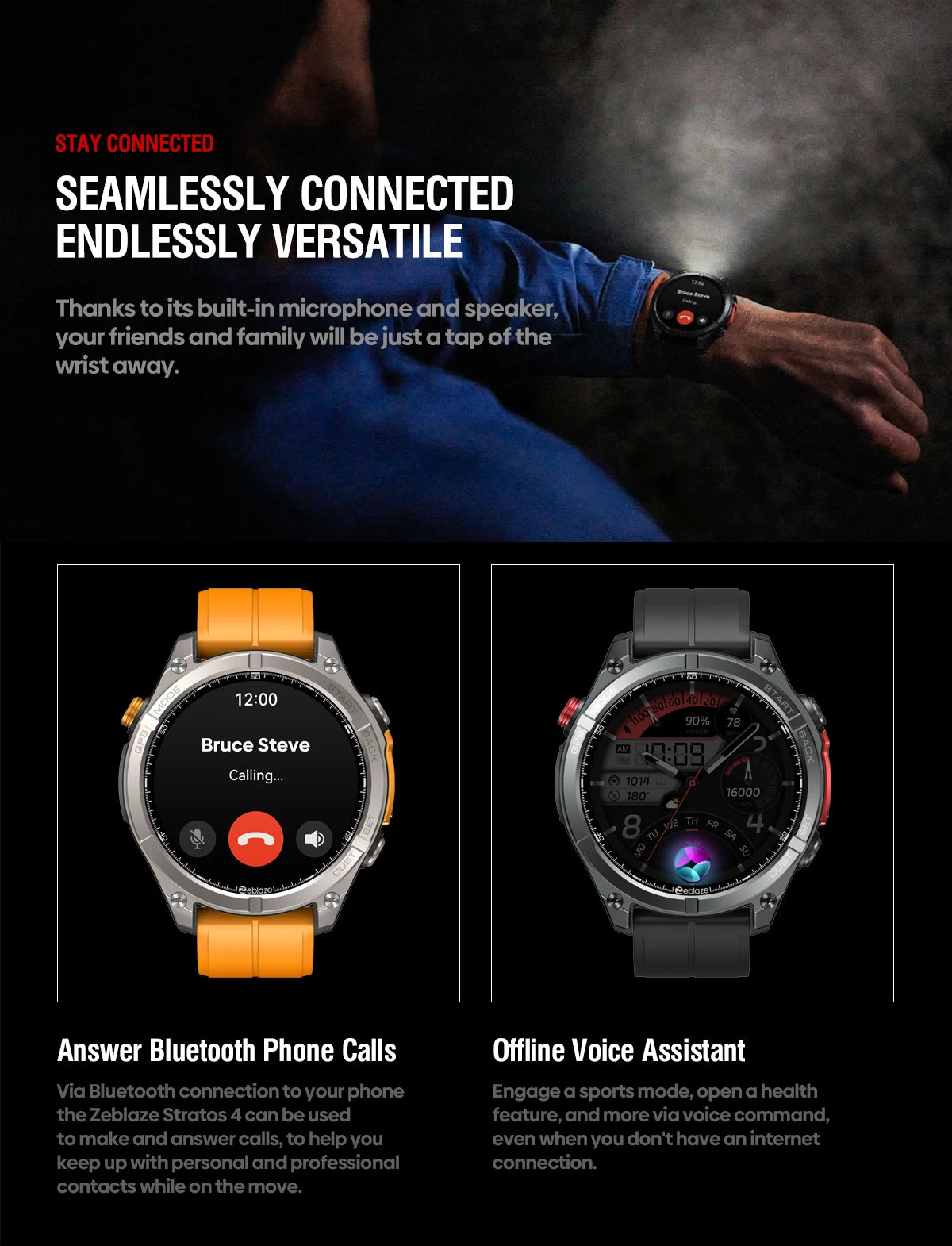 Portable 1.43 inch AMOLED GPS Smartwatch with Flashlight