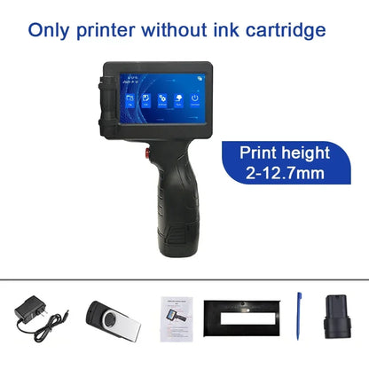 Handheld Inkjet Printer 12.7mm with 2 Ink Cartridges