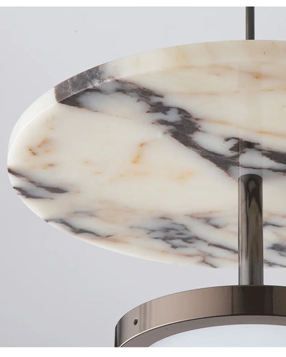 Luxury Black Round Stone Pendant Lamp Neutral Light 4000K
