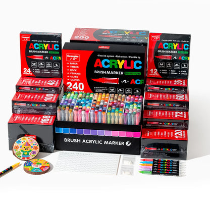 Professional 168 Colour Marker Set Soft Tip Acrylic Pens