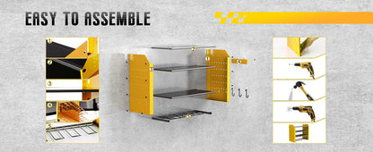 Heavy Duty Power Tool Wall Organizer Rack with Hooks