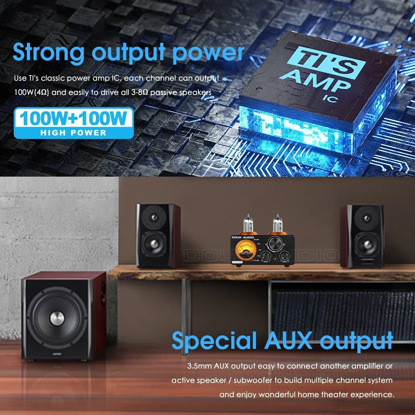 HiFi Vacuum Tube Stereo Amplifier Bluetooth 5.0 200W