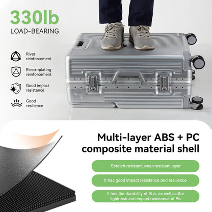 White 20" Lightweight Travel Suitcase with Aluminium Frame