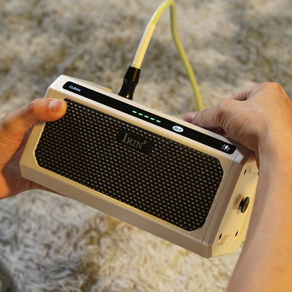Compact White Guitar Amplifier with Clean and Overdrive Modes