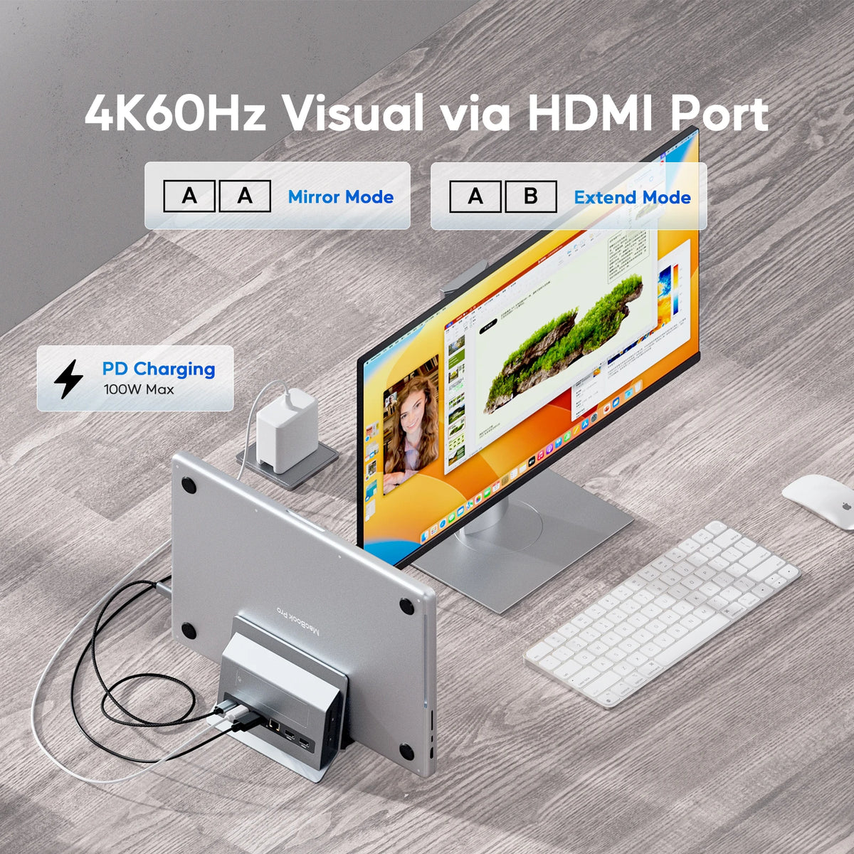Vertical Laptop Docking Station with 4K HDMI