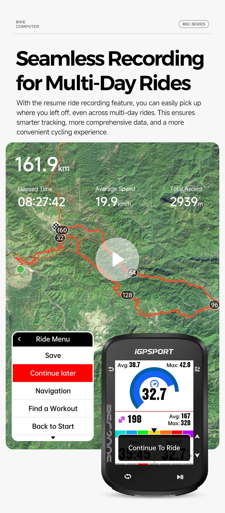 GPS Bike Computer BSC200S with Colour Display & Bluetooth