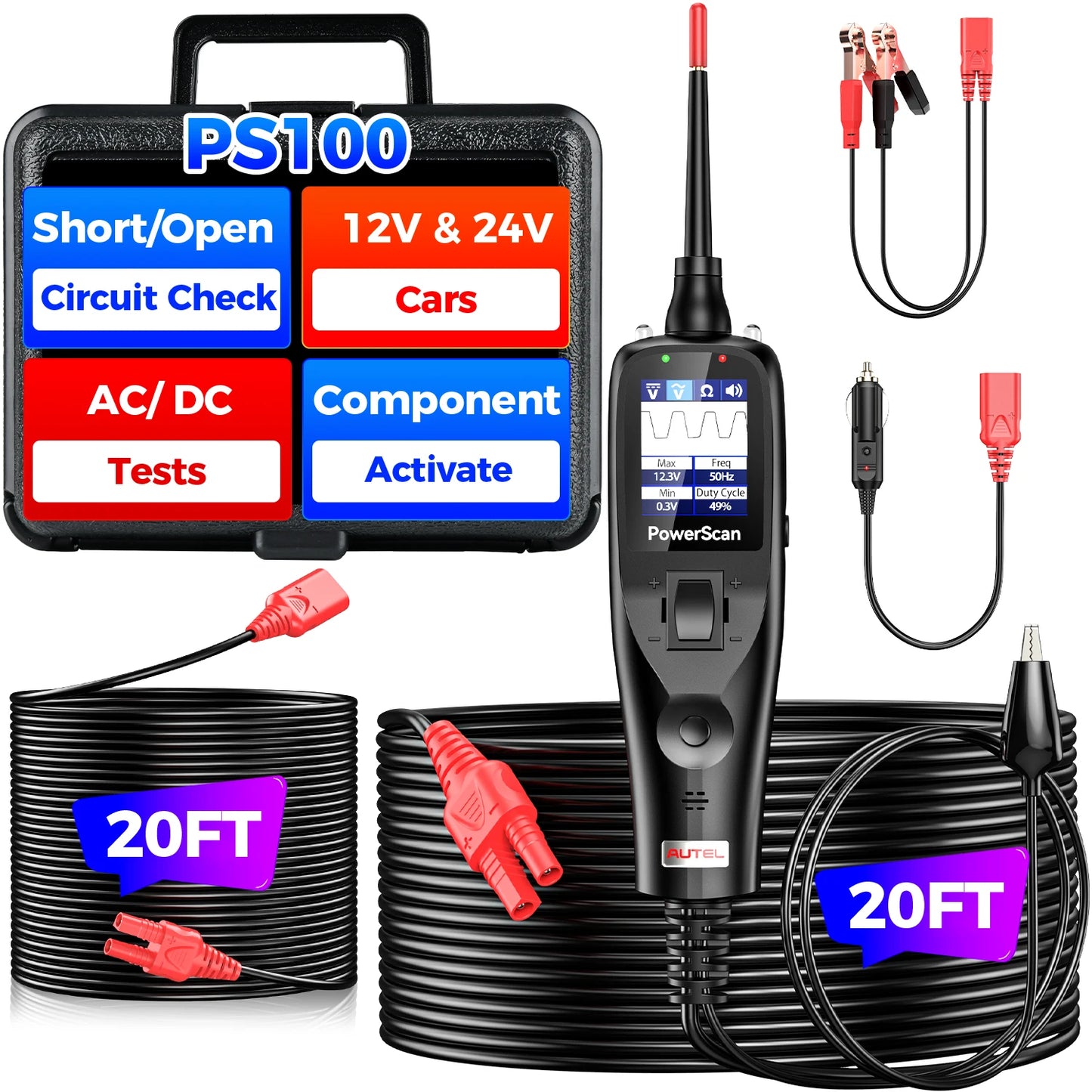 PS100 Black Vehicle OBD2 Scanner Circuit Analyzer