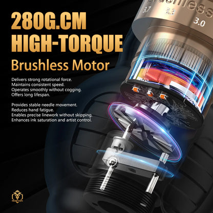 Wireless Tattoo Machine Silver 280 Adjustable Stroke