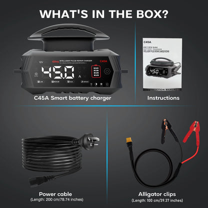 Portable Car and Motorcycle Battery Charger with Repair Function