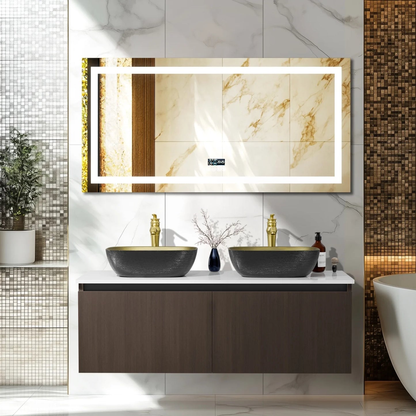 120cm Bathroom Vanity with Double Basin and Storage