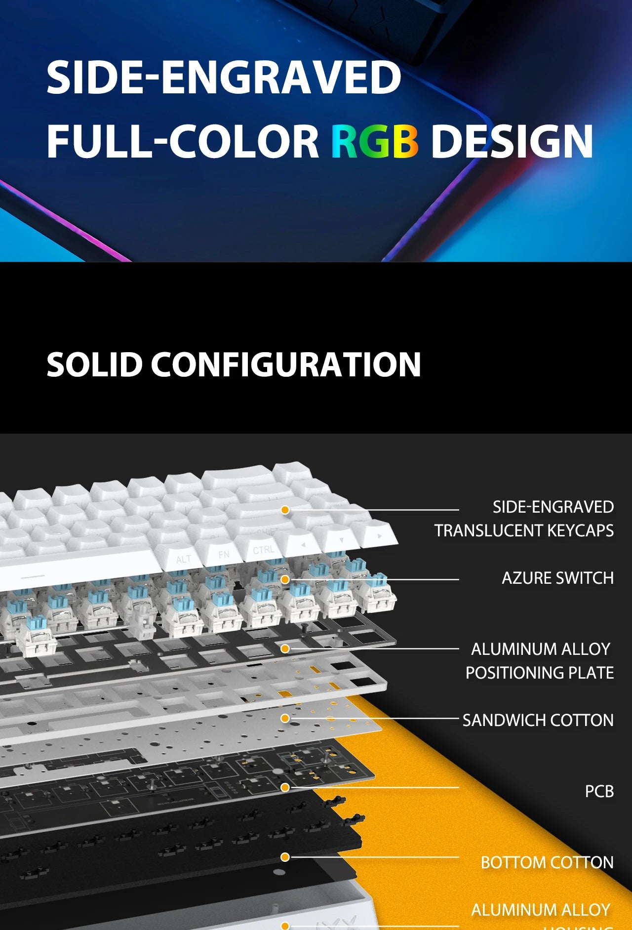 MU68 Ultra Quick Trigger Mechanical Keyboard Blue with SOCD