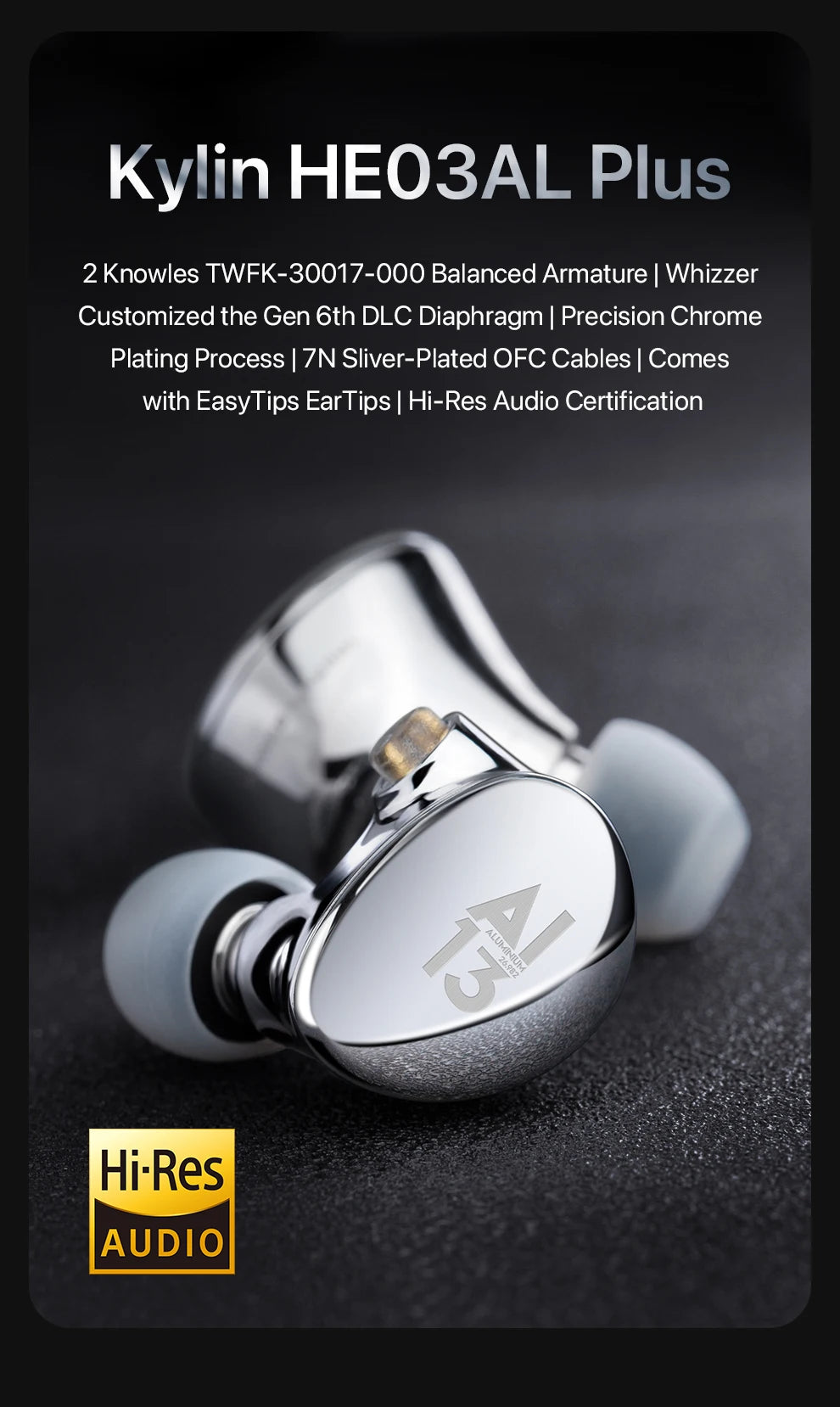 Hybrid HiFi Wired Earphones 1DD+2BA with OFC Cable