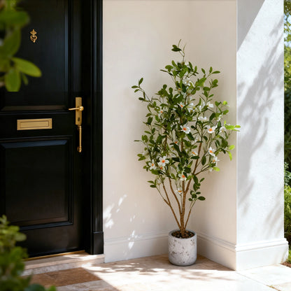 2-Pack 120cm White Faux Myrtle Trees for Home Decor