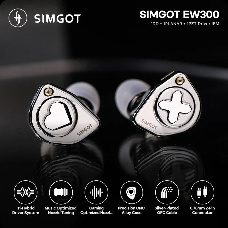 Hybrid Driver Hi-Fi IEM Earphones with Detachable Nozzles
