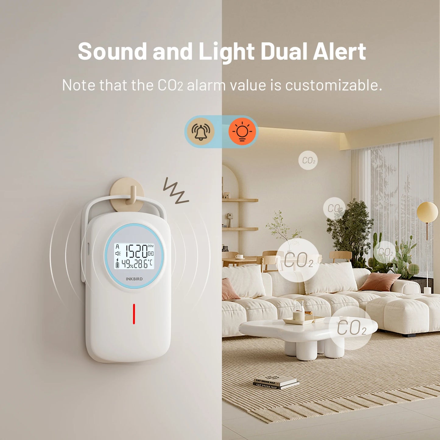 Smart Bluetooth CO2 Air Quality Monitor with Temperature Humidity