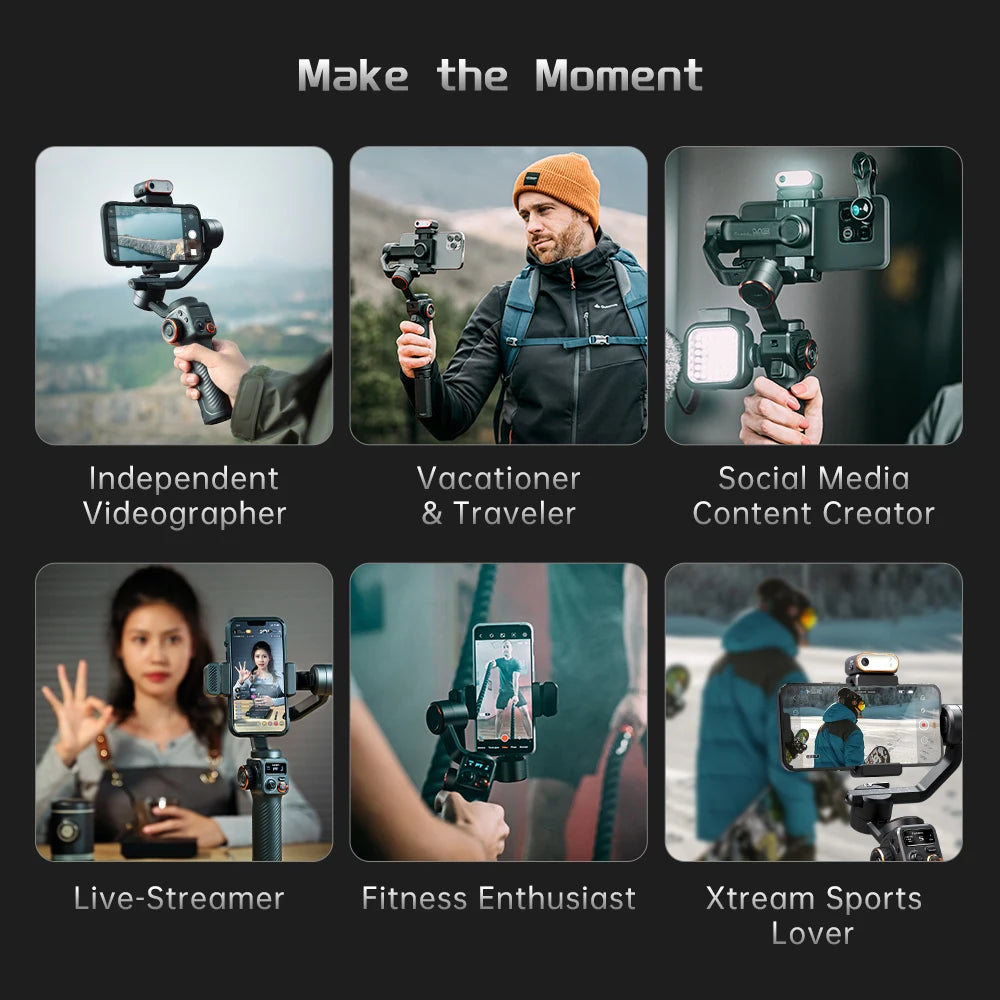 Smartphone Gimbal with 3-Axis Stabilization and Lights