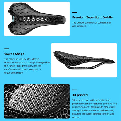 Ultralight 3D Printed Bike Saddle 175g for Road and MTB