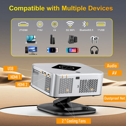 T5PRO Bracket Home Theater Projector 1080P 4K Video Auto Focus